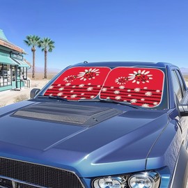 Bulopur 2 PCS Sun Shade for Car Windshield Ladybug Print Automotive Windshield Sun Protectors 2 Piece UV-Blocking Front Window Sunshades Auto Interior Protector