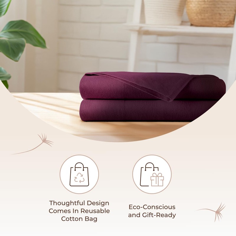 Whisper Organics Organic Cotton Flannel Pillow Case Set (Queen, Aubergine)