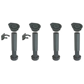 Adjustable Height 150 to 180 mm Plastic Cabinet Cupboard Plinth Foot Leg Set + Clips for Kitchen or Bathroom – 4 Pack