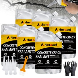 Autosel Asphalt Crack Filler Black, 6Pcs Self-Leveling Concrete Crack Filler, Highly Resilient Driveway Crack Filler, Quick-Drying Weather-Resistant Pavement Cement Crack Repair Sealant, Easy to Apply