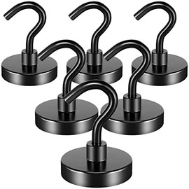 FINDMAG 6 Pack 50LBS Heavy Duty Magnetic Hooks Neodymium Magnet Hook for Hanging, Strong Magnetic Hooks Magnet with Hooks for Refrigerator, Grill, Kitchen, Key Holder