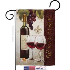 Breeze Decor Wine Welcome Wines Garden Flag Beverages Drink Fruits Cheese Sangria White Red Rose Dessert Sparkling Small Decorative Gift Yard House Banner Made in USA 13 X 18.5