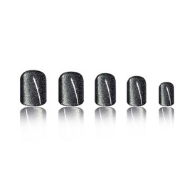 TBRZTR Spar Cat Eye Press on Nails Short Black False Nails Square Fake Nails Artificial Acrylic Nails Full Cover Glossy Reusable Coffin Nails Glue on Nails for Women Supplies 24Pcs