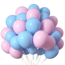 Balloons Pink and Blue, 12 Inch Macaron Helium Latex Balloons, Baby Gender Reveal Balloons for Baby Shower, Birthday Party Decoration, Pack of 50