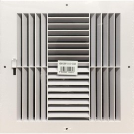 HBW Four-Way Plastic Side Wall/Ceiling Register in White 10" w X 10" h for Duct Opening (Outside Dimension is 12" w X 12" h)