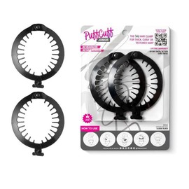 PuffCuff | Junior 3" Hair Clamp | For All Natural Curly, Thick, Kinky, Textured, Locs, or Braided Hair | Painless, Damage-Free Styling Tool Made Specifically for Big Hair | Black | 2 Pieces