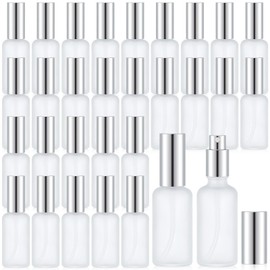 Roshtia 30 Pcs 1.69 oz/ 50 ml Silver Glass Spray Bottle Refillable Perfume Atomizer Clear Decorative Empty Bottles with Fine Mist Sprayer Pump for Face Body Travel