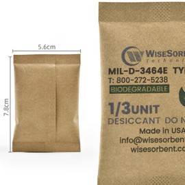 Wisesorb Kraft Clay Desiccants Packs for Safe, 11 Gram 30 Pack Dehumidifier for Gun Safe, 1/3 Unit Military Grade Moisture Absorbers, Conforms to MIL-D-3464E Type I & II Absorbents