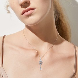 YAFEINI Key Skull Necklace 925 Sterling Silver Gothic Key Necklace Vintage Key Jewelry for Women Men