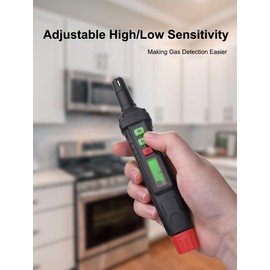 ThreeH Gas Leak Detector Portable Kitchen Natural Gas Leakage Tester with Visual and Audible Alarm Auto-zero Auto Switch Off Function for Household Detection