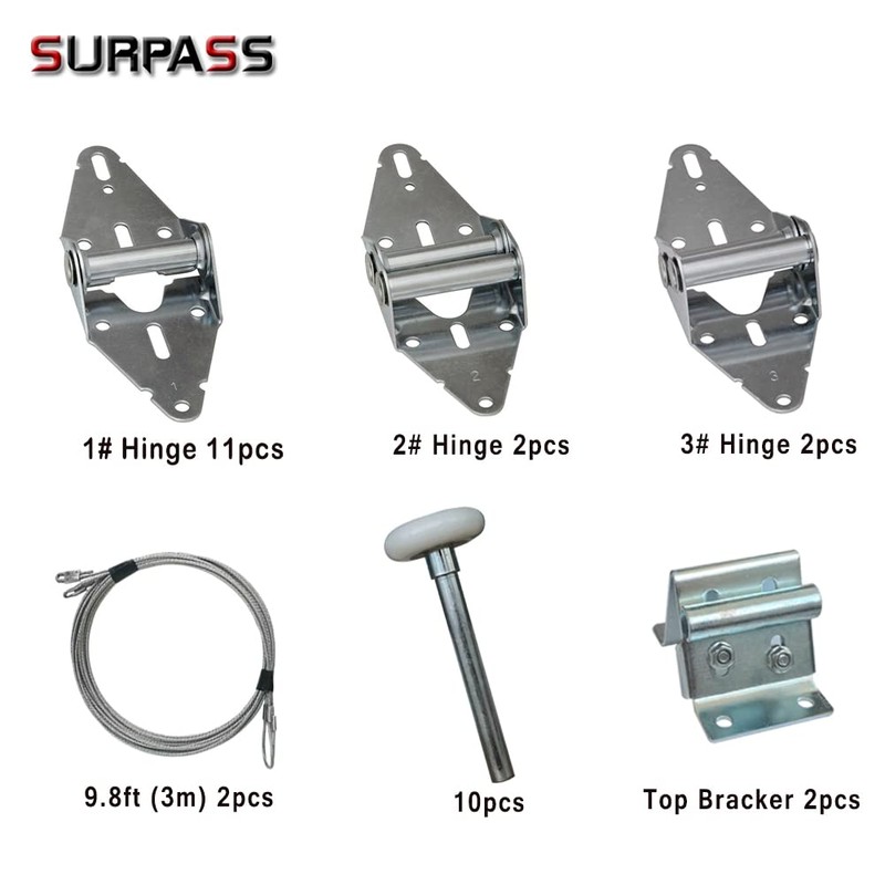 Surpass Garage Door Hardware Kit Roller/Hinge/Top Bracket/Wire Rope (for 16'x7'