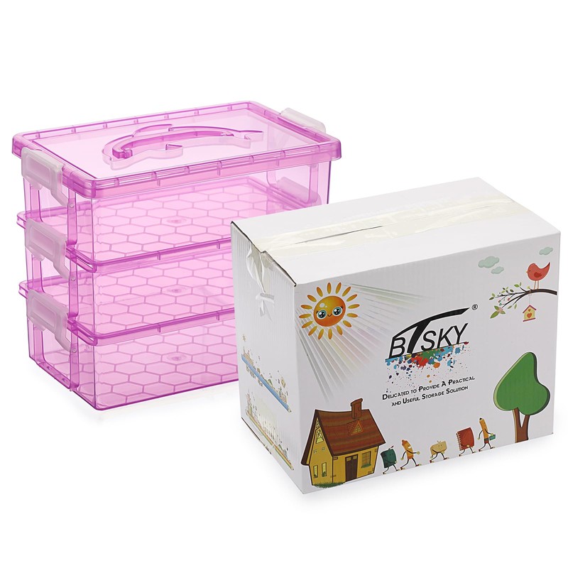 BTSKY 3 Layers Cute Dolphin Clear Plastic Pencil Box- Multipurpose