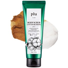 PLU Original Walnut Body Scrub Polish - Cotton Blossom - Exfoliating & Moisturizing & Glow - for Acne, Cellulite, Stretch Marks, Spider Veins - Cozy Soap & Floral Scent, 6.76 oz.