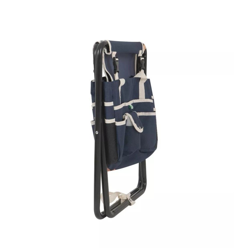 Unbranded 16" Folding Gardening Stool with Detachable Tote, Navy Blue