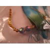 NOS Beaded Wire Dragonfly Aqua Blue Wings Christmas Ornament Thailand
