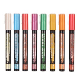 8pcs Metallic Marker Pens Set Multipurpose Waterproof Colorfast Fine Nib Metallic Painting Markers for Model Painting Repairing