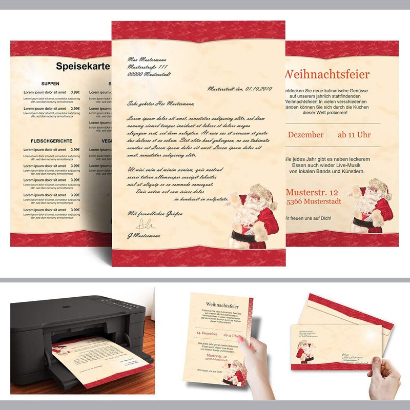 Paper Media Pack of 50 Envelopes (with Window) Santa Claus