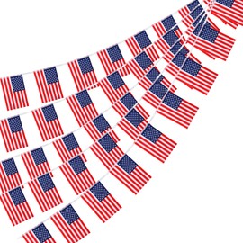 American Flag Banner, 26FT 4th of July Banner, 25PCS 8.3 x 5.5 Inches USA American String Flag Banners for Independence Memorial Labor Day Patriotic Events Home Patio School Bars Outdoor Decorations