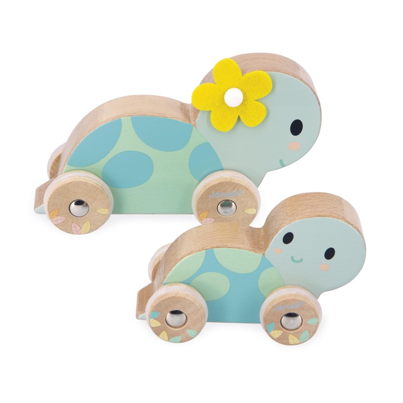 Janod - Set of 2 Wooden Turtles - Rolling toy