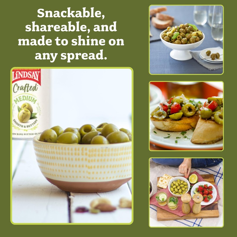 Lindsay Crafted Medium Green Ripe Pitted Olives, 6 Oz (Pack