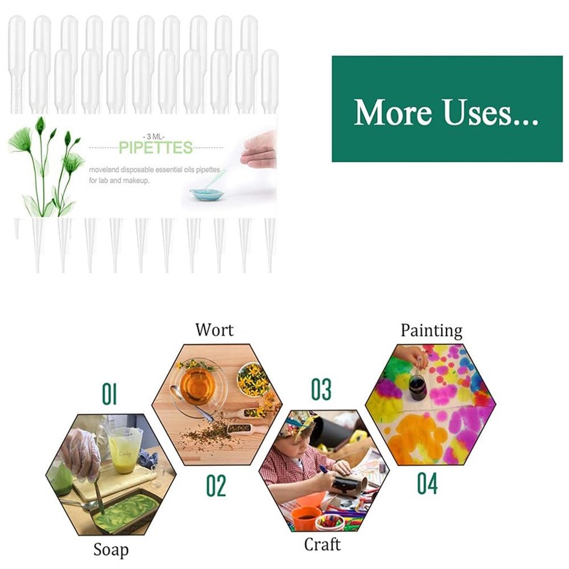 CARPEDIEM 100pcs 3ml Graduated Pipettes Disposable Refills Free Research Essential