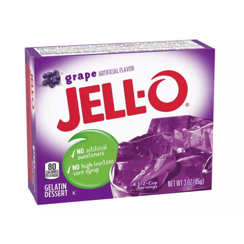 Jell-O Grape Gelatin Dessert Mix, 3 oz Box