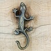 Anatolica Brass Gecko Door Knocker, 6.5 inches, Lizard Frontdoor Ornament,