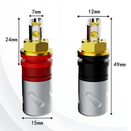 Monosaudio BP451R High End Loudspeaker Pole Terminals, Rhodium-Plated Pure Copper, Solder Screw Connection, Speaker Cable, Banana Plug, Socket Connector for Amplifier, Audio Decoder
