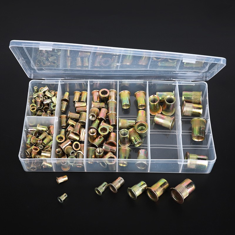 165PCs Rivet Nuts Set Hardware Fastener Hand Tools Knurled Industrial