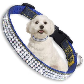 WOOFUU Sparkly Dog Collar, Stylish and Practical Diamonds Denim Dog Collar for Small Medium Dog and Cat 16''