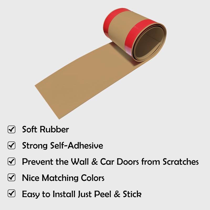 Rubber Bond Garage Wall Protectors - 6x48 Inches Strong Self-Adhesive