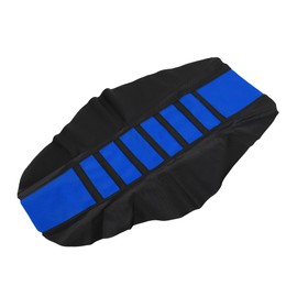X AUTOHAUX Universal Motorcycle Pit Dirt Bike Faux Leather Soft Seat Cover Anti Slip Seat Cushion Dark Blue Black