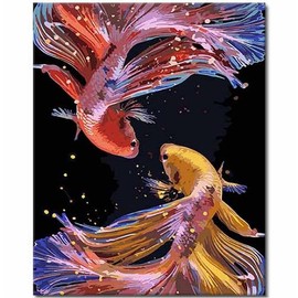 CRAFTiDA Paint by Numbers for Adults Painting by Numbers Kits Crafts for Adults Acrylic Oil Painting Kit Pre-Printed Canvas (Two Goldfish)