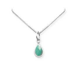Very Tiny and Dainty 925 Sterling Silver Turquoise Teardrop Necklace for Women, Simple Silver Turquoise Tear Drop Pendant Necklace, Birthday Gift Layering Necklace (16 inches plus 2-inch extender)