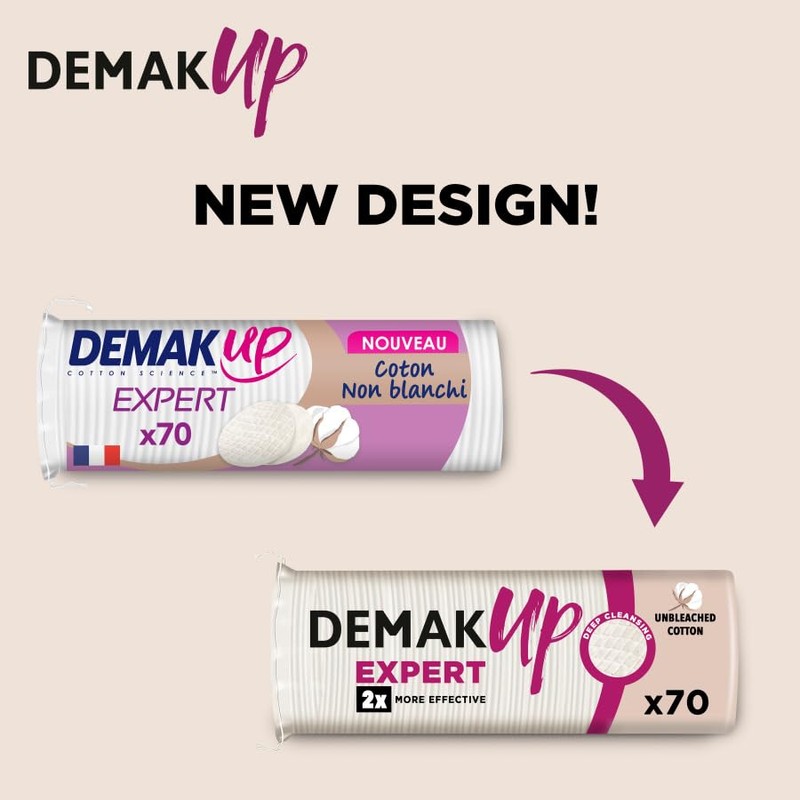 Demak'Up Expert Round Cotton Pads, Makeup Removal, 350 Cotton Pads,