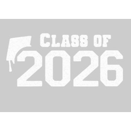 Class of 2026 Iron On Decal, Graduation Shirt Transfer, Graduate TShirt Patch, DIY Crafts, Graduation Cap, Pick Size and Color, Iron-On Almost Anything in 5 Min (White Glitter)