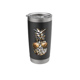 Hello Summer, Funny Cool Beach Pineapple Wearing Sunglasses Stainless Steel Insulated Tumbler