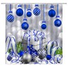 Merry Christmas Shower Curtain Blue Christmas Balls Gift Box Winter