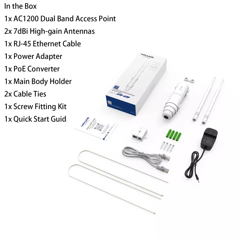 WAVLINK AC1200 WiFi Extender Repeater Multi-modes IP67 Waterproof POE Outdoor
