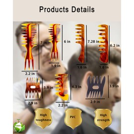 Professional Hair Tool Comb Set for Men & Women - Wide Tooth Detanglers for Curly Hair, Cutting & Fade Tools, Shower & Pick Styles - Tortoise, Black & Colorful Plastic for Styling & Travel（7 Pack)