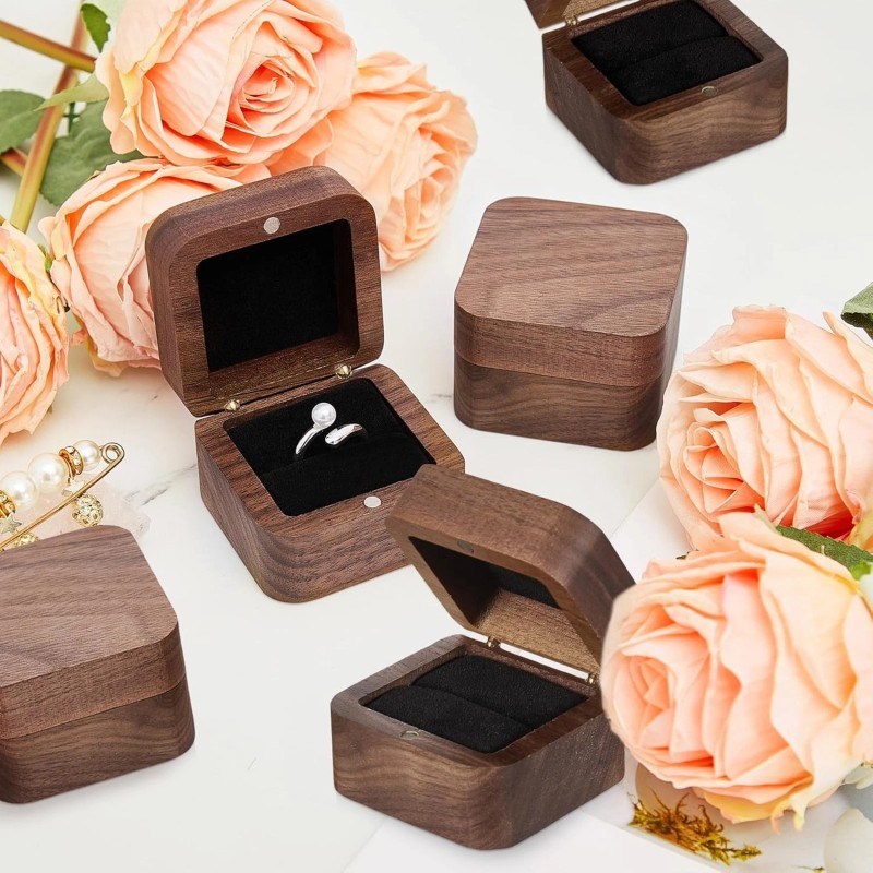 Brand: Loetere 6 Pcs Wooden Ring Boxes for Wedding Ceremony