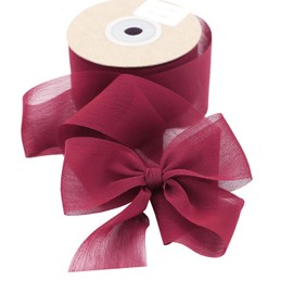 Gift Ribbon Bow Ribbon 3.8 cm x 22.8 m Chiffon Ribbon Silk Ribbon Red for Gift Wrapping Wedding Invitations Flower Arrangement (Red)