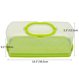 FEOOWV Portable Plastic Rectangular Loaf Bread Box with Transparent Lid, Bread Keeper for Carrying and Storing Loaf Cakes,Banana Bread,Pumpkin Bread,Quick Breads (Green)