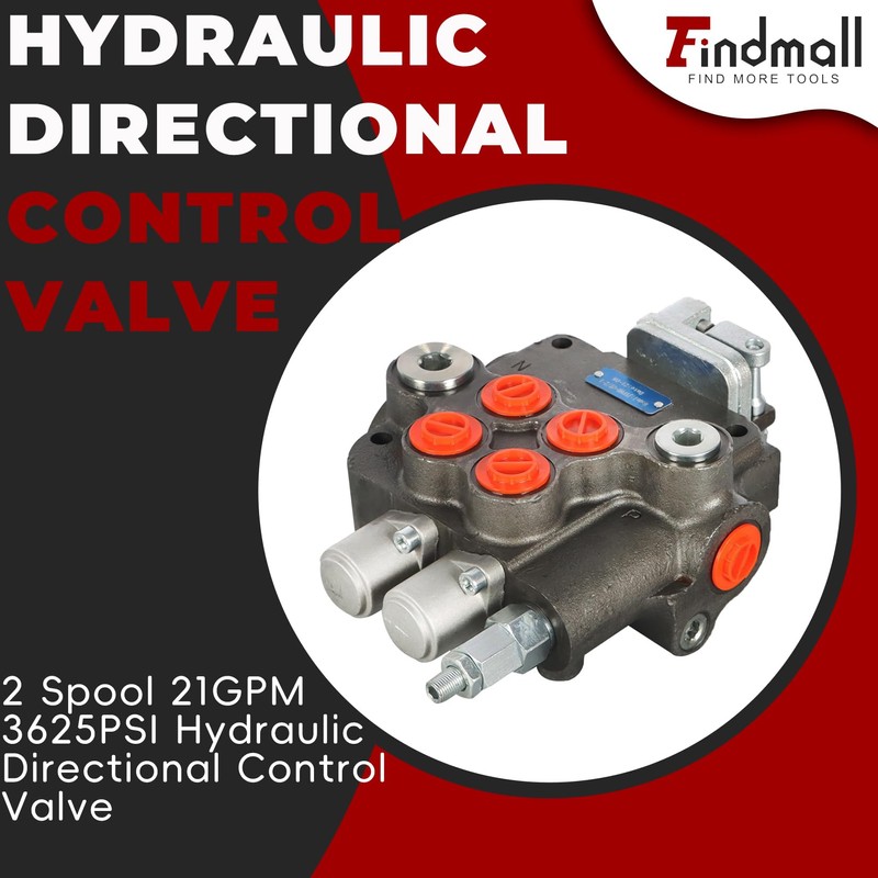 findmall 2 Spool 21GPM 3625PSI Hydraulic Directional Control Valve, SAE