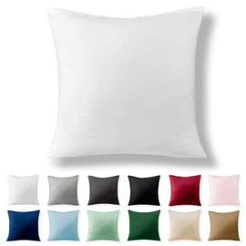 Alreya Renforcé Cushion Cover 40 x 40 cm - 100% Cotton with YKK Zip, Super Soft Pillowcase 40 x 40 cm, Pillow Slip, White, Cushion Cover Only