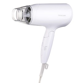 Tescom TD260B-W Negative Ion Dryer, Lightweight, Foldable, Cold and Hot Air, Easy Removal Plug, 5.9 ft (1.7 m), White