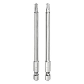 HARFINGTON 2pcs T25 Security Torx Bit 1/4" Hex Shank 4" Long S2 Steel Magnetic Tamper Resistant Star Bits Screwdriver Torx Head with Hole for Driver Drill Bits Remove Fastening Screws