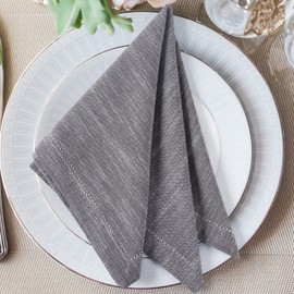 Juego de 6 servilletas de tela texturizada de algodón (20 x 20 pulgadas, gris carbón) 100% algodón, para uso diario, servilletas de tela de gran tamaño con esquinas ingletadas, ultra suaves, duraderas y de calidad de hotel