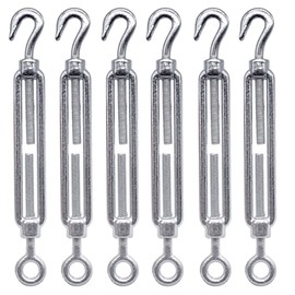 (Pack of 6) Turnbuckle Wire Tensioner M5 Adjustable Turnbuckles Hook and Eye Rope Tension (Pack of 6, M5)