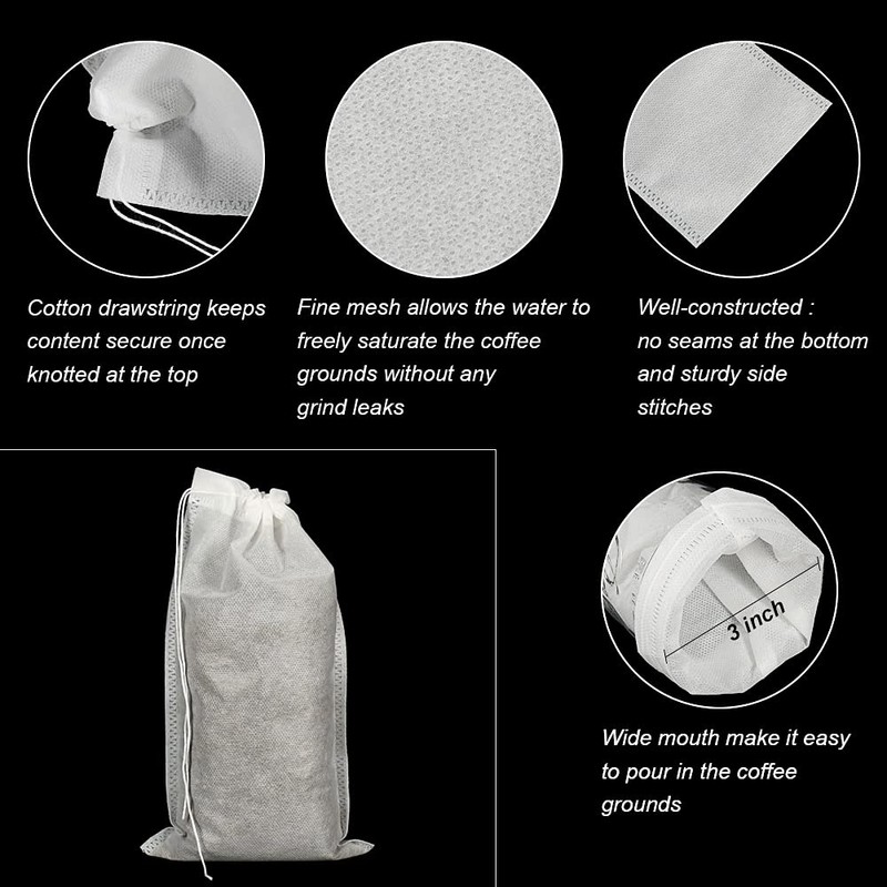 50pcs No Mess Cold Brew Bags, 6x10 inch Disposable Coffee
